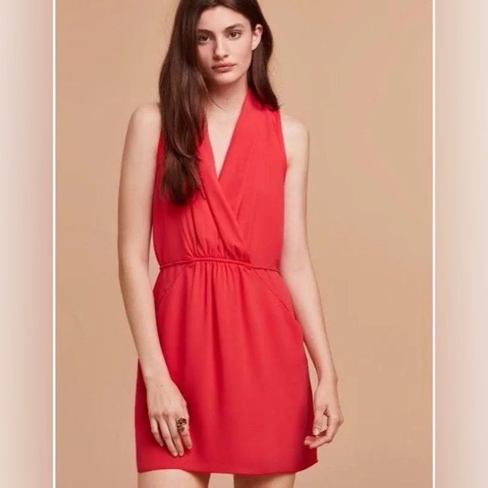 Wilfred Aritzia Sabine Faux Wrap Mini Dress Red